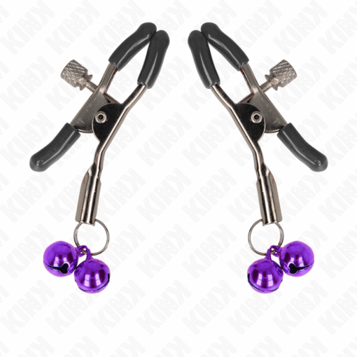 KINK - PINZAS PARA PEZONES CON DOBLE CAMPANILLA VIOLETA 6 CM - Imagen 2