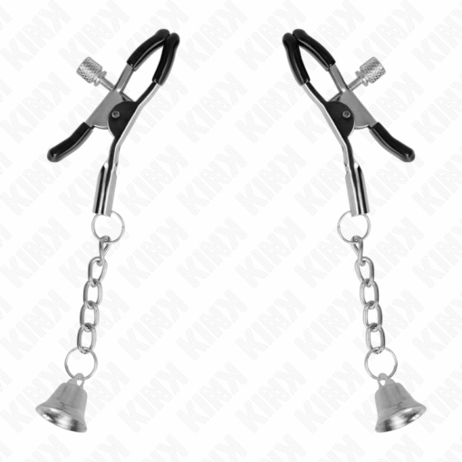 KINK - PINZAS PARA PEZONES CON COLGANTE DE CAMPANA PLATEADO 6 CM - Imagen 2