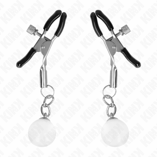 KINK - PINZAS PARA PEZONES PLATEADAS CON COLGANTE DE VIDRIO 6 CM - Imagen 2