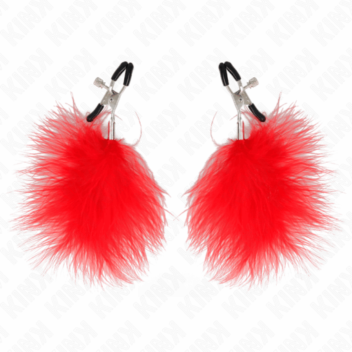 KINK - PINZAS PARA PEZONES CON PLUMA ROJO 7 CM - Imagen 2