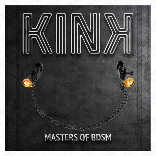 KINK - PINZAS PARA PEZONES PLANAS NEGRO CON CASCABEL Y CADENA PLATEADO 30 CM - Imagen 5