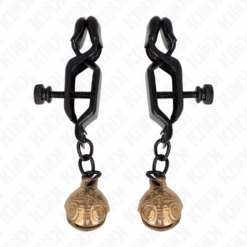 KINK - PINZAS PARA PEZONES PLANAS NEGRO CON CASCABEL 7 CM