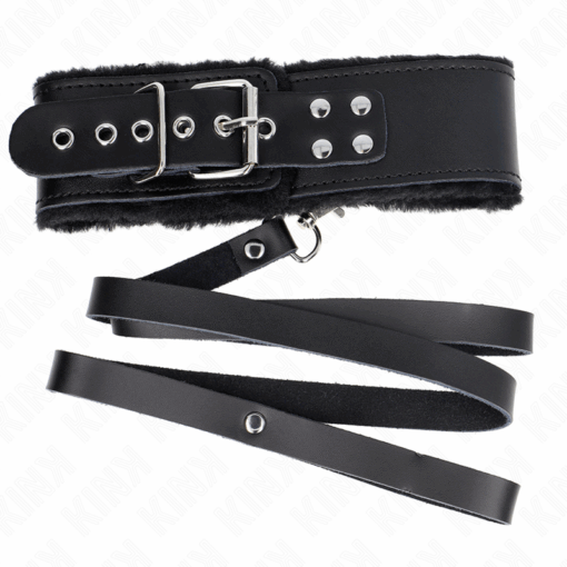 KINK - COLLAR CON CORREA 116 CM DE PIEL NEGRO AJUSTABLE 40-48 CM X 6 CM - Imagen 5