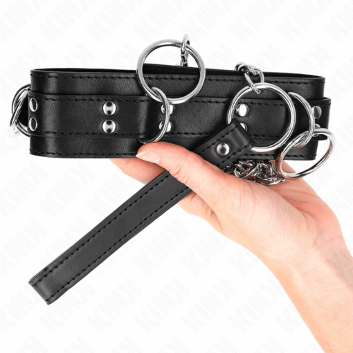 KINK - COLLAR CON CORREA 80 CM ESCLAVITUD 3 ANILLOS 53 X 5 CM - Imagen 5