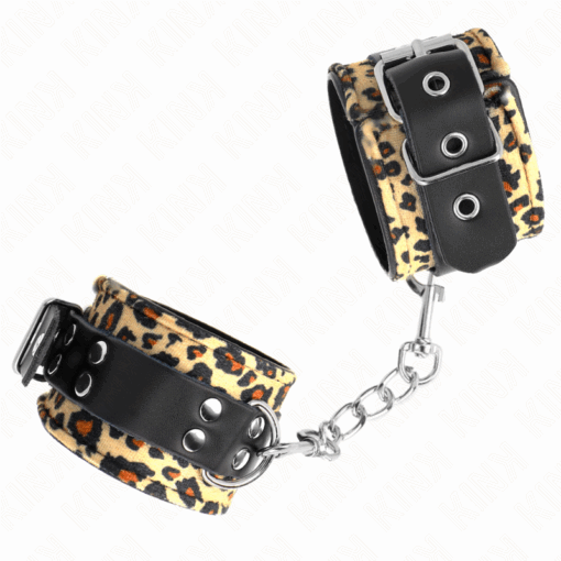 KINK - MUÑEQUERAS DE CUERO ESTILO LEOPARDO AJUSTABLE 18-29 CM X 5.5 CM - Imagen 2