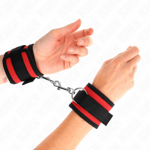 KINK - MUÑEQUERAS NYLON ROJO-NEGRO MODELO 2 AJUSTABLE 18-35 CM X 6 CM - Imagen 4