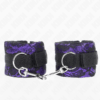 KINK - MUÑEQUERAS CORTAS DE ENCAJE TERCIOPELO Y UNIÓN DE NYLON VIOLETA/NEGRO 23 X 6.5 CM
