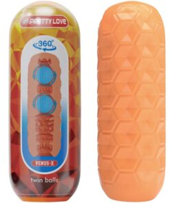 PRETTY LOVE - TWIN BALLS MASTURBADOR MASCULINO NARANJA