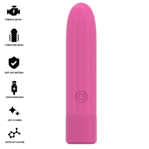 INTENSE - SYMONE BALA VIBRADORA RECARGABLE POR USB 8 VIBRACIONES ROSA 10 X 2.2 CM - Imagen 2