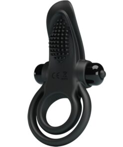 PRETTY LOVE - DOBLE ANILLO VIBRADOR + ESTIMULADOR CLÍTORIS 10 VIBRACIONES NEGRO