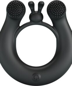 PRETTY LOVE - DAHLIA ANILLO VIBRADOR + ESTIMULADOR DE CLÍTOIS 12 VIBRACIONES NEGRO