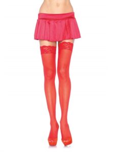 LEG AVENUE - MEDIAS ROJAS CON ENCAJE SUPERIOR
