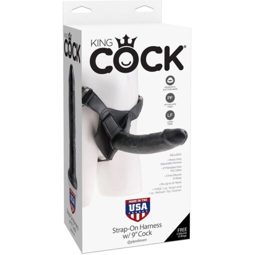 KING COCK - HARNESS CON PENE REALÍSTICO NEGRO 22.9 CM - Imagen 4