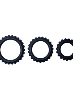 BAILE - TITAN SET 3 PCS COCK RING BLACK 2.8 + 2.4 + 1.9 CM