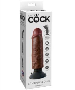 KING COCK - DILDO VIBRADOR MARRÓN 15.24 CM