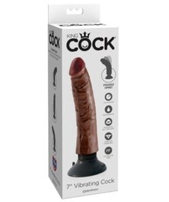KING COCK - DILDO VIBRADOR MARRÓN 17.78 CM