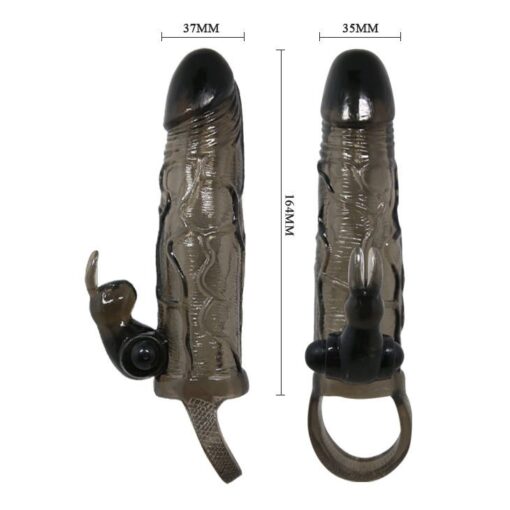 BAILE - BRAVE MAN FUNDA REALISTICA PENE CON RABBIT 16.5 CM NEGRO - Imagen 5