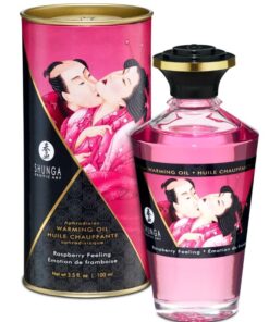 SHUNGA - ACEITE MASAJE EFECTO CALOR SABOR INTENSO FRAMBUESA 100 ML