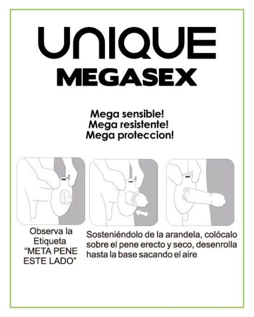 UNIQ - MEGASEX PRESERVATIVOS SENSITIVOS CON LIGUERO SIN LATEX 3 UNIDADES - Imagen 2