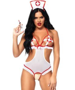 LEG AVENUE - TEDDY CON ABERTURA ENFERMERA TALLA UNICA