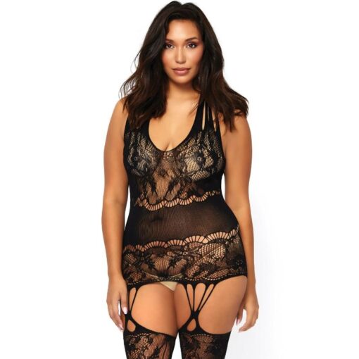 LEG AVENUE - BODYSTOCKING DISEÑO FLORAL TALLA GRANDE - Imagen 3