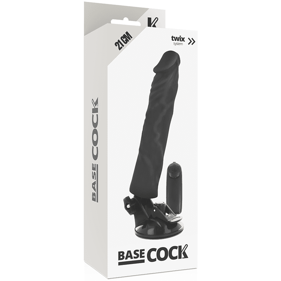 BASECOCK REALISTIC VIBRADOR CONTROL REMOTO NEGRO - NEGRO 21CM - Imagen 5