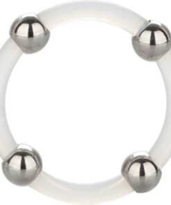 CALEXOTICS - ANILLO DE SILICONA CON CUENTAS DE ACERO TALLA L