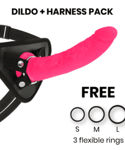 DELTA CLUB - TOYS DILDO + ARNES ROSA SILICONA MEDICA 20 CM -O- 4 CM