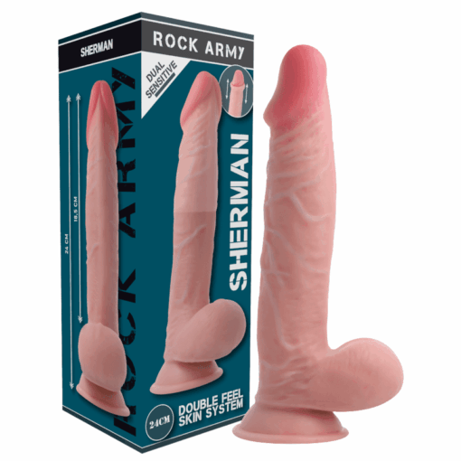 ROCKARMY - ARNÉS + DUAL DENSITY SHERMAN DILDO REALISTA 24 CM -O- 4.62 CM - Imagen 5