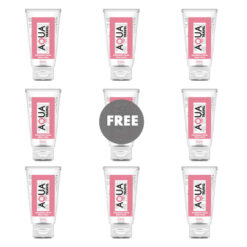 AQUA TRAVEL - LUBRICANTE BASE AGUA SABOR FRESA Y NATA - 50 ML 8+1 GRATIS