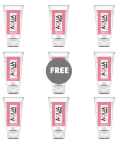 AQUA TRAVEL - LUBRICANTE BASE AGUA SABOR FRESA Y NATA - 50 ML 8+1 GRATIS