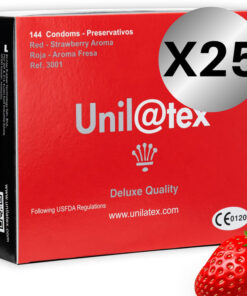 UNILATEX - PRESERVATIVOS ROJOS/FRESA 144 UDS X 25 UDS