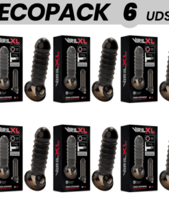 ECOPACK 6 UDS - VIRILXL EXTENSION Y FUNDA DE PENE V15 NEGRO