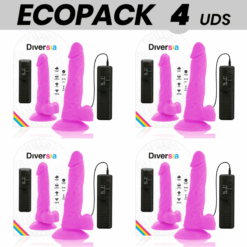 ECOPACK 6 UDS - DIVERSIA DILDO FLEXIBLE CON VIBRACIÓN LILA 18 CM -O- 4 CM