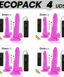 ECOPACK 6 UDS - DIVERSIA DILDO FLEXIBLE CON VIBRACIÓN LILA 18 CM -O- 4 CM