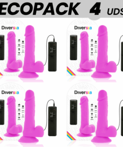 ECOPACK 6 UDS - DIVERSIA DILDO FLEXIBLE CON VIBRACION LILA 20.5 CM -O- 4.2 CM