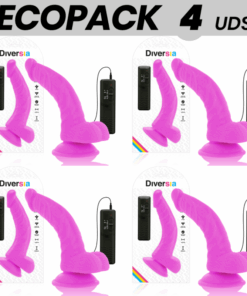 ECOPACK 6 UDS - DIVERSIA DILDO FLEXIBLE CON VIBRACION 21.5 CM - LILA