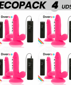 ECOPACK 6 UDS - DIVERSIA DILDO FLEXIBLE CON VIBRACION ROSA 17 CM -O- 3.3 CM