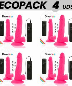 ECOPACK 6 UDS - DIVERSIA DILDO FLEXIBLE CON VIBRACIÓN ROSA 18 CM -O- 4 CM