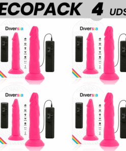 ECOPACK 6 UDS - DIVERSIA DILDO FLEXIBLE CON VIBRACION ROSA 23 CM -O- 4.3 CM
