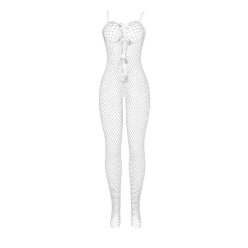 SUBBLIME - 951740 BODYSTOCKING CROTCHLESS DE REJILLA CON LAZOS BLANCO TALLA ÚNICA - Imagen 5