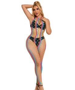 SUBBLIME - 952358 VESTIDO DE REJILLA CUELLO HALTER ARCOIRIS TALLA ÚNICA