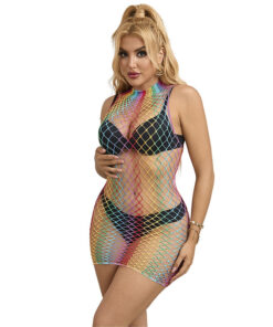 SUBBLIME - 952433 VESTIDO DE REJILLA SIN MANGAS CON CUELLO ALTO ARCOIRIS TALLA ÚNICA