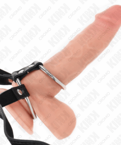 KINK - ANILLO PENE DOBLE METAL 3.8 CM A 5 CM CON CINTURÓN DE POLIPIEL 112 CM