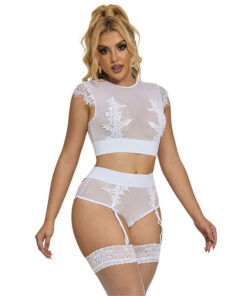 SUBBLIME - 954048 SUJETADOR + PANTIES CON LIGUERO BLANCO L/XL