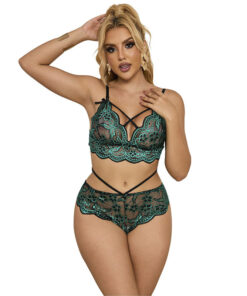SUBBLIME - 954093 SUJETADOR + PANTIES ENCAJE VERDE L/XL