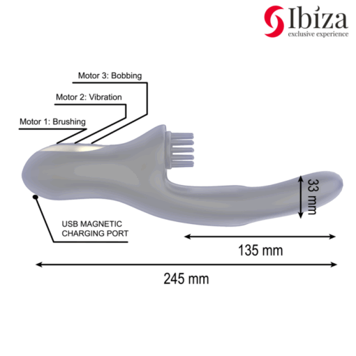 IBIZA - VIBRADOR HI-TECH RABITT BRUSHING MULTI CELDAS CLITORIALES Y DOBLE WAVE - Imagen 3