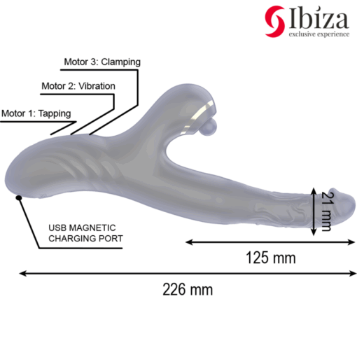 IBIZA - VIBRADOR HI-TECH RABITT CLITORIAL POTENTE Y DOBLE WAVE TWO DRAGONS - Imagen 3