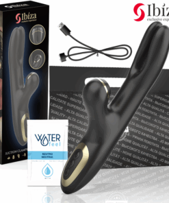 IBIZA - VIBRADOR  HI-TECH RABITT POR ONDAS CLITORIALES Y  DOBLE PINCHING NEGRO