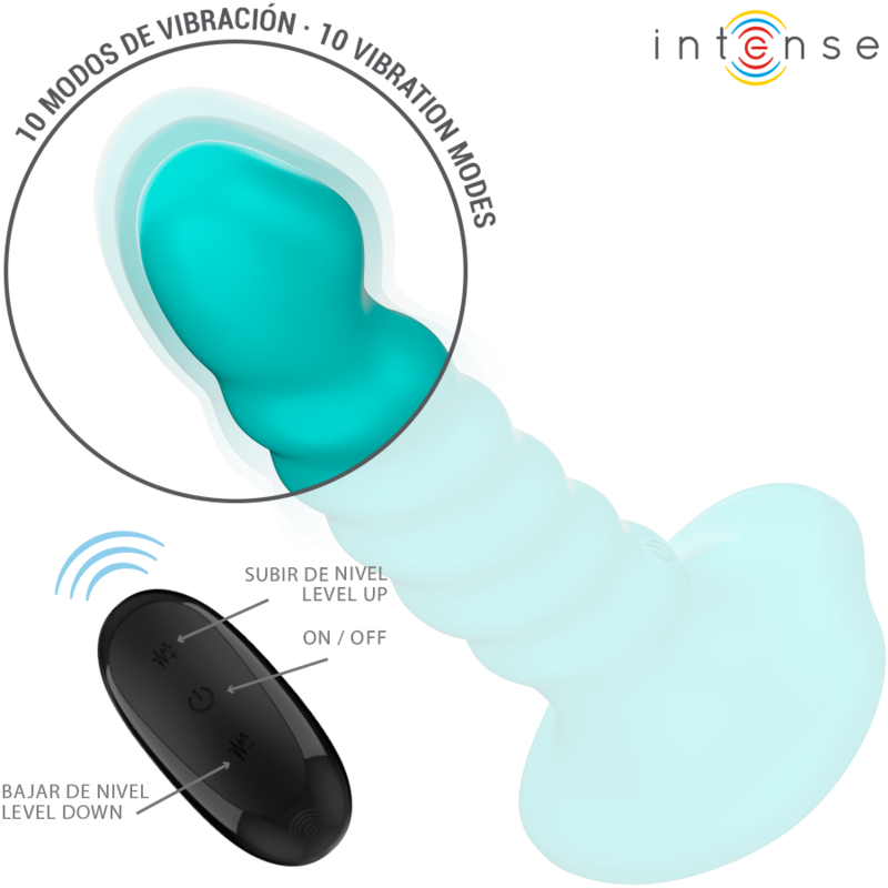 INTENSE - BUFFY VIBRADOR TALLA S DISEÑO EN ESPIRAL 10 VIBRACIONES AZUL CONTROL REMOTO - Imagen 3